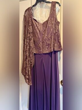 Patra Plum and Metallic Gold Floral 2piece Evening Wear Tank Style Maxi Dress